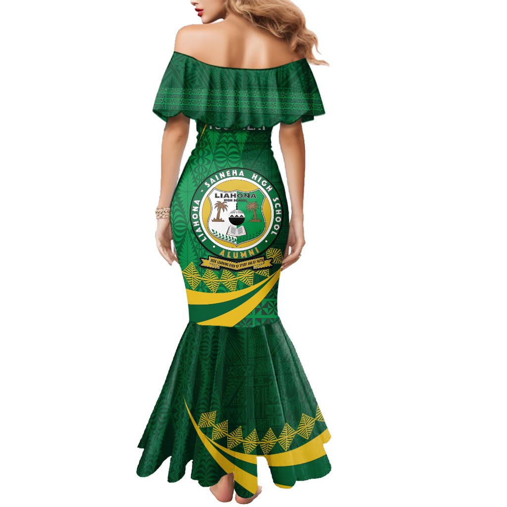 Personalised Tonga Liahona-Saineha High School Family Matching Mermaid Dress and Hawaiian Shirt Happy 76 Years Anniversary