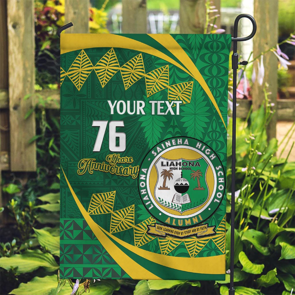 Personalised Tonga Liahona-Saineha High School Garden Flag Happy 76 Years Anniversary LT14 Garden Flag Green - Polynesian Pride
