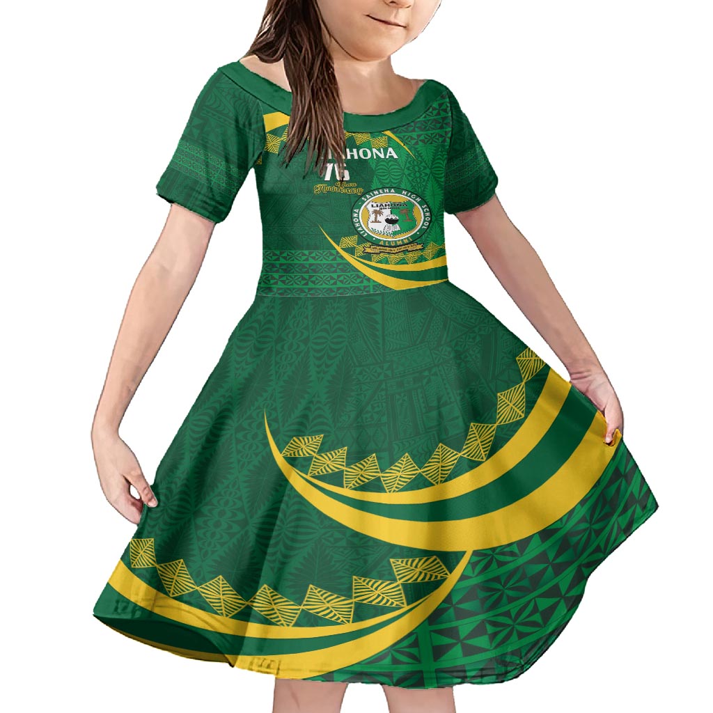 Personalised Tonga Liahona-Saineha High School Kid Short Sleeve Dress Happy 76 Years Anniversary