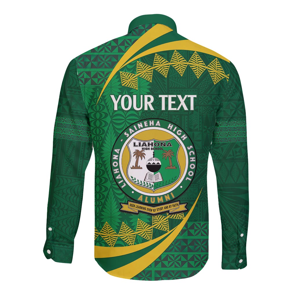 Personalised Tonga Liahona-Saineha High School Long Sleeve Button Shirt Happy 76 Years Anniversary LT14 - Polynesian Pride