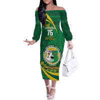 Personalised Tonga Liahona-Saineha High School Off The Shoulder Long Sleeve Dress Happy 76 Years Anniversary