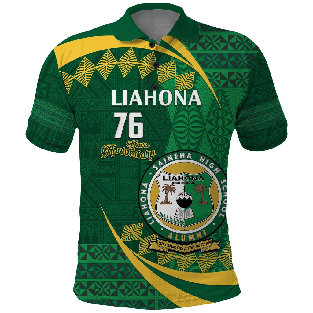 Personalised Tonga Liahona-Saineha High School Polo Shirt Happy 76 Years Anniversary