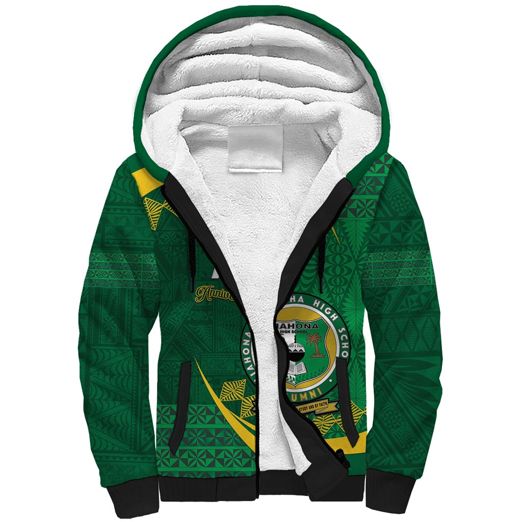 Personalised Tonga Liahona-Saineha High School Sherpa Hoodie Happy 76 Years Anniversary LT14 Unisex Green - Polynesian Pride