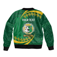 Personalised Tonga Liahona-Saineha High School Sleeve Zip Bomber Jacket Happy 76 Years Anniversary LT14 - Polynesian Pride