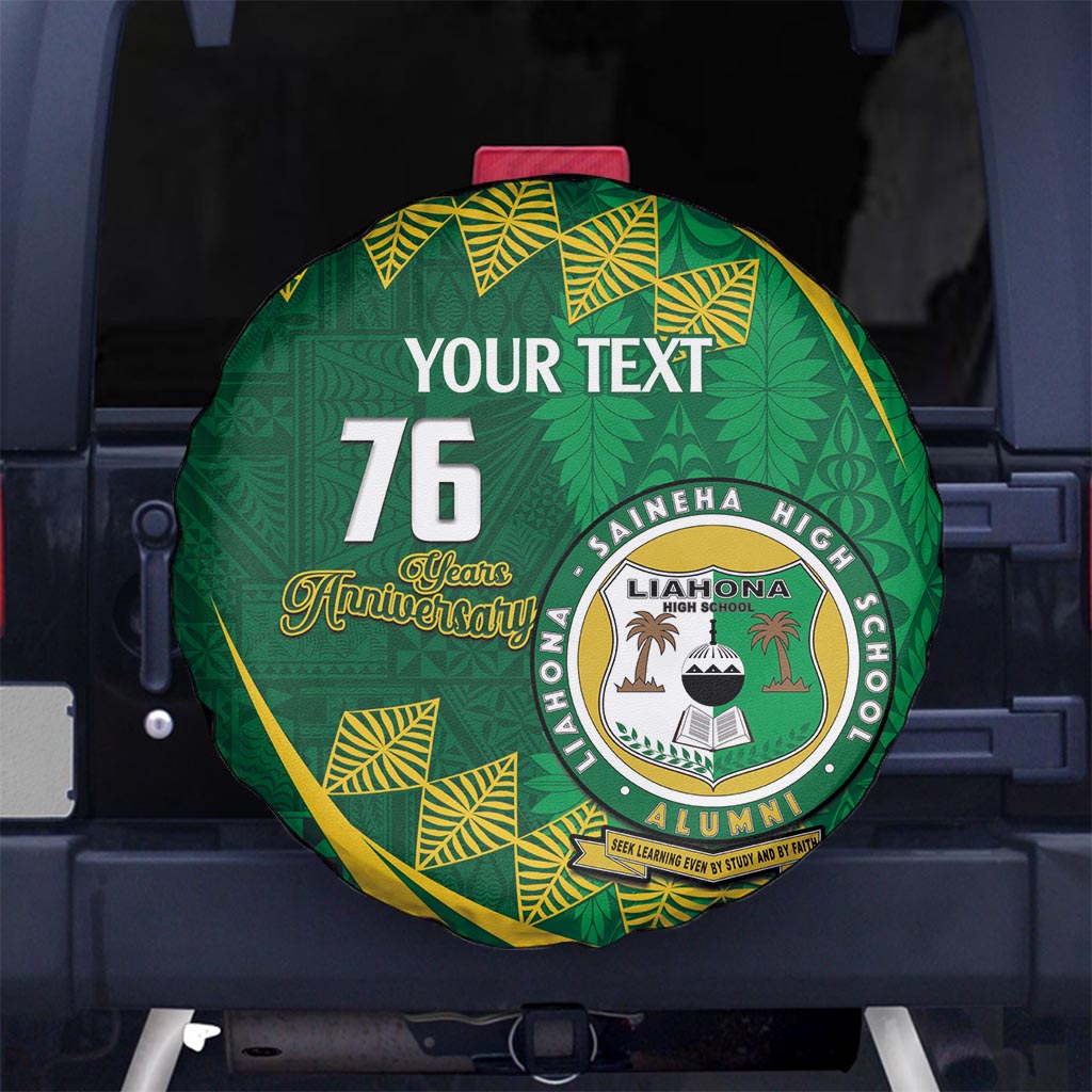 Personalised Tonga Liahona-Saineha High School Spare Tire Cover Happy 76 Years Anniversary LT14 - Polynesian Pride