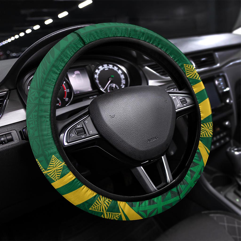 Tonga Liahona-Saineha High School Steering Wheel Cover Happy 76 Years Anniversary LT14 Universal Fit Green - Polynesian Pride