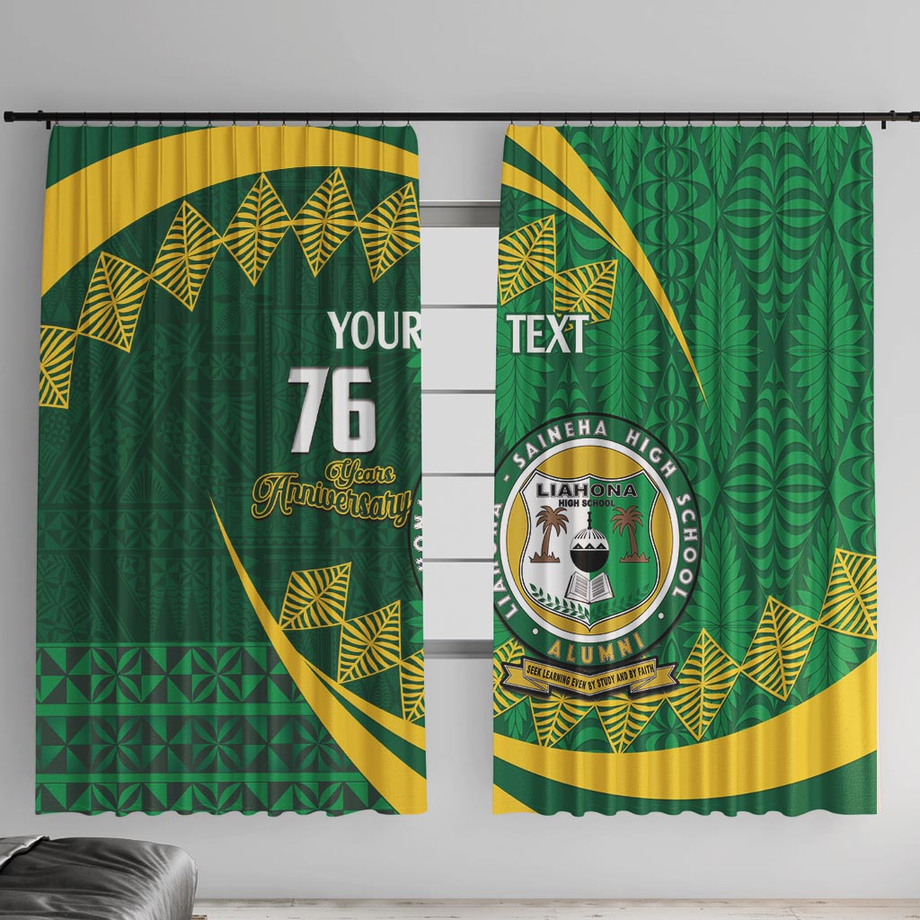 Personalised Tonga Liahona-Saineha High School Window Curtain Happy 76 Years Anniversary