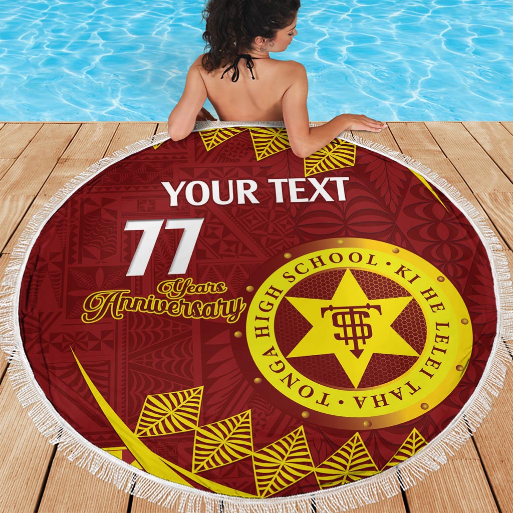Personalised Tonga High School Beach Blanket Happy 77 Years Anniversary LT14 - Polynesian Pride