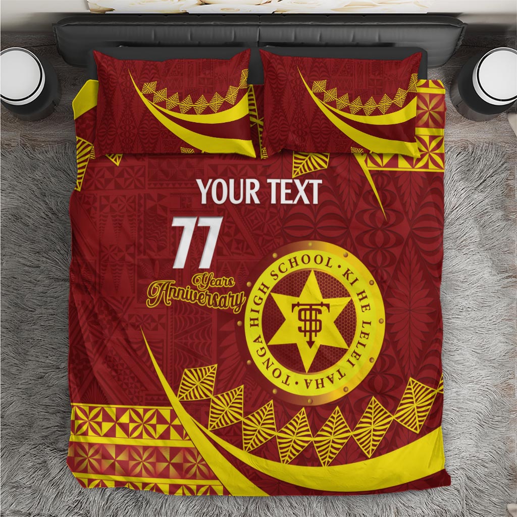 Personalised Tonga High School Bedding Set Happy 77 Years Anniversary LT14 Maroon - Polynesian Pride