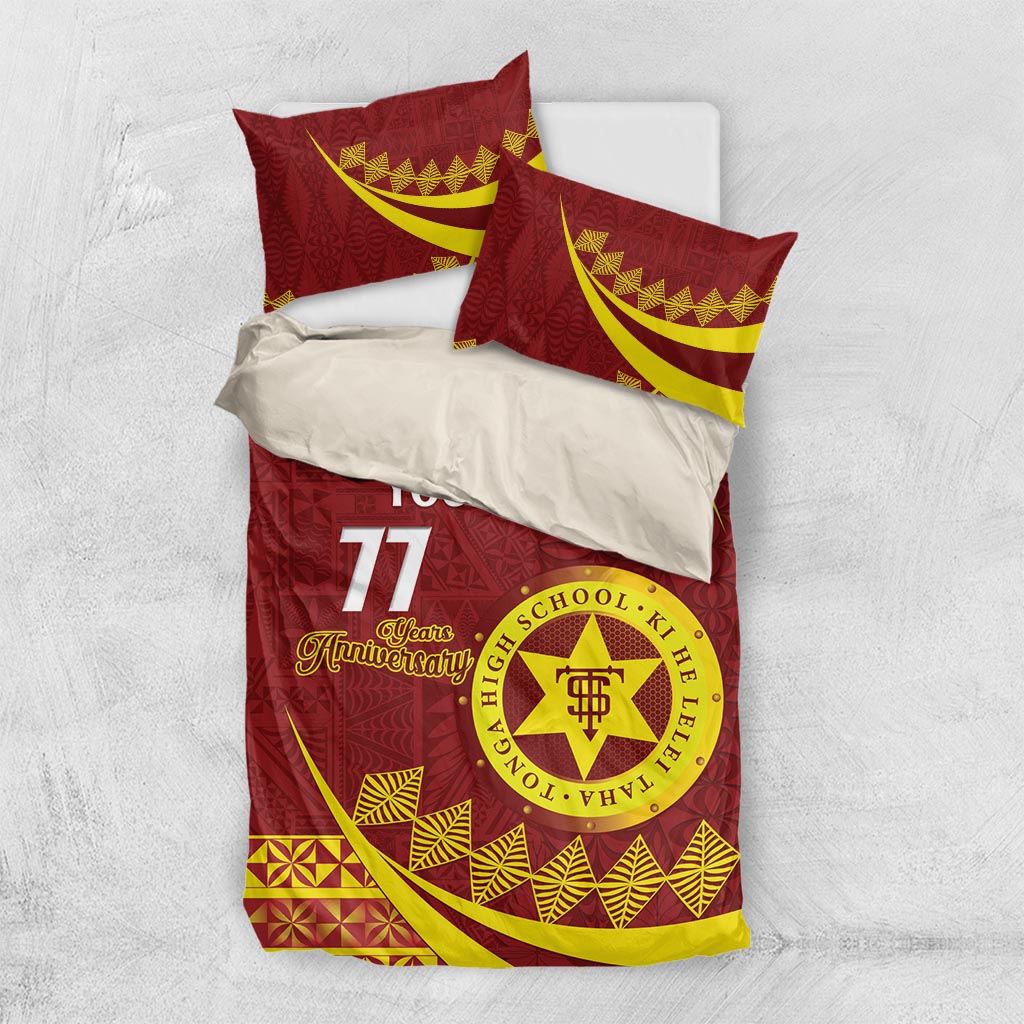 Personalised Tonga High School Bedding Set Happy 77 Years Anniversary LT14 US Twin 172cm x 218cm Maroon - Polynesian Pride