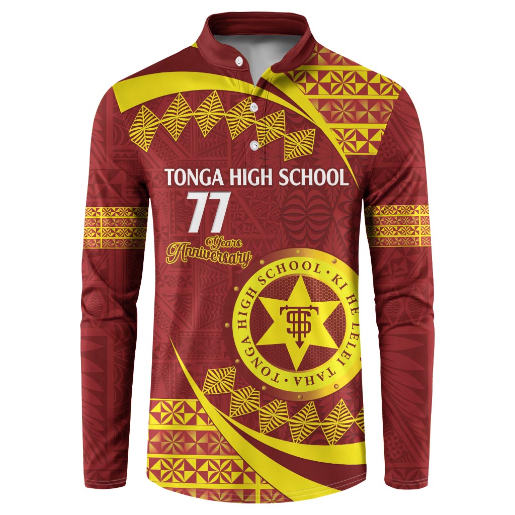 Personalised Tonga High School Button Sweatshirt Happy 77 Years Anniversary LT14 Maroon - Polynesian Pride