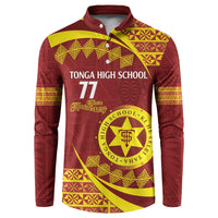 Personalised Tonga High School Button Sweatshirt Happy 77 Years Anniversary LT14 Maroon - Polynesian Pride