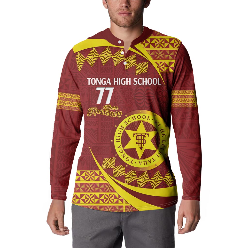 Personalised Tonga High School Button Sweatshirt Happy 77 Years Anniversary LT14 - Polynesian Pride
