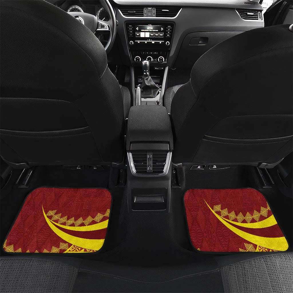 Personalised Tonga High School Car Mats Happy 77 Years Anniversary LT14 Set 2pcs - Back Maroon - Polynesian Pride