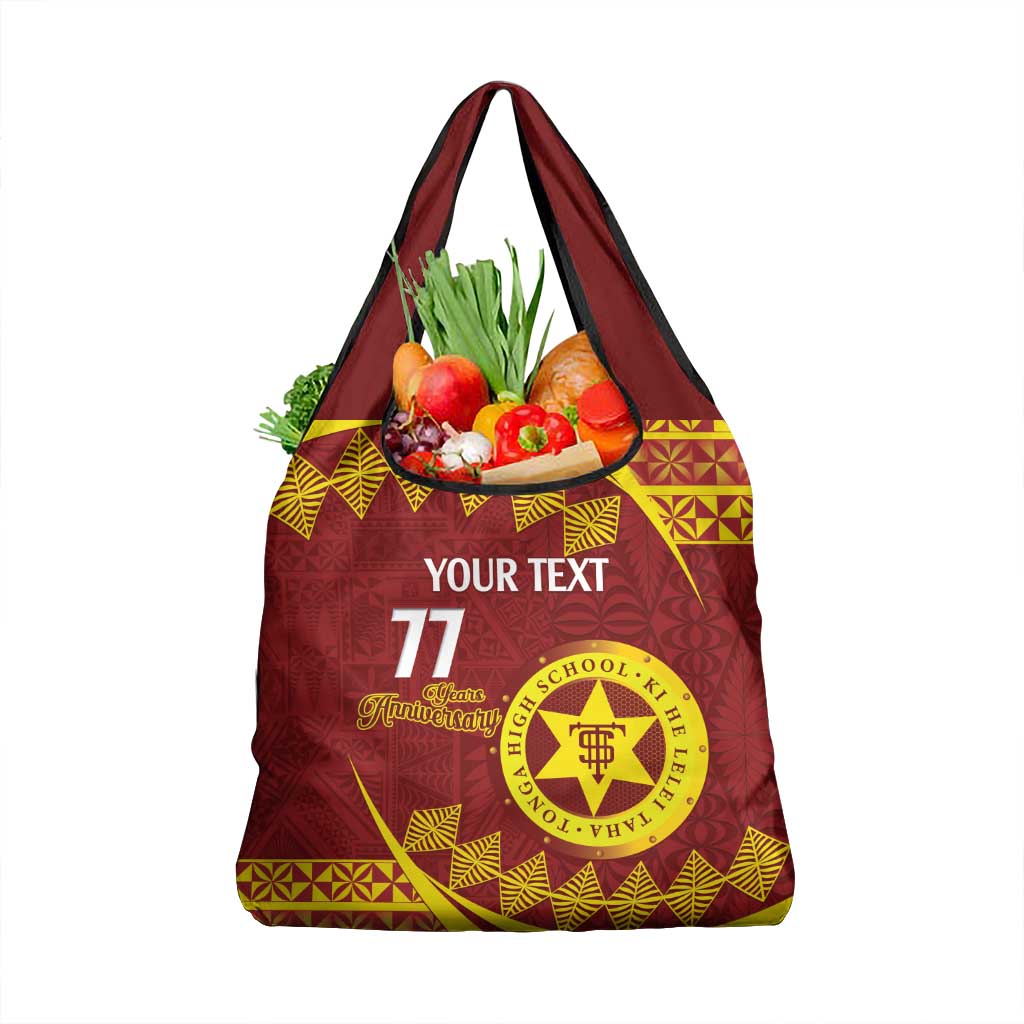 Personalised Tonga High School Grocery Bag Happy 77 Years Anniversary LT14 1-pack One Size Maroon - Polynesian Pride