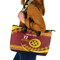 Personalised Tonga High School Leather Tote Bag Happy 77 Years Anniversary LT14 Maroon - Polynesian Pride