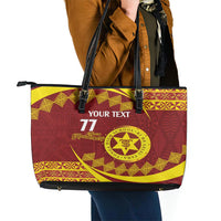 Personalised Tonga High School Leather Tote Bag Happy 77 Years Anniversary LT14 - Polynesian Pride