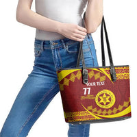 Personalised Tonga High School Leather Tote Bag Happy 77 Years Anniversary LT14 - Polynesian Pride