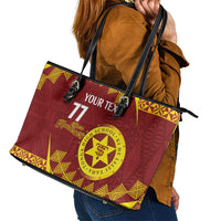 Personalised Tonga High School Leather Tote Bag Happy 77 Years Anniversary LT14 - Polynesian Pride