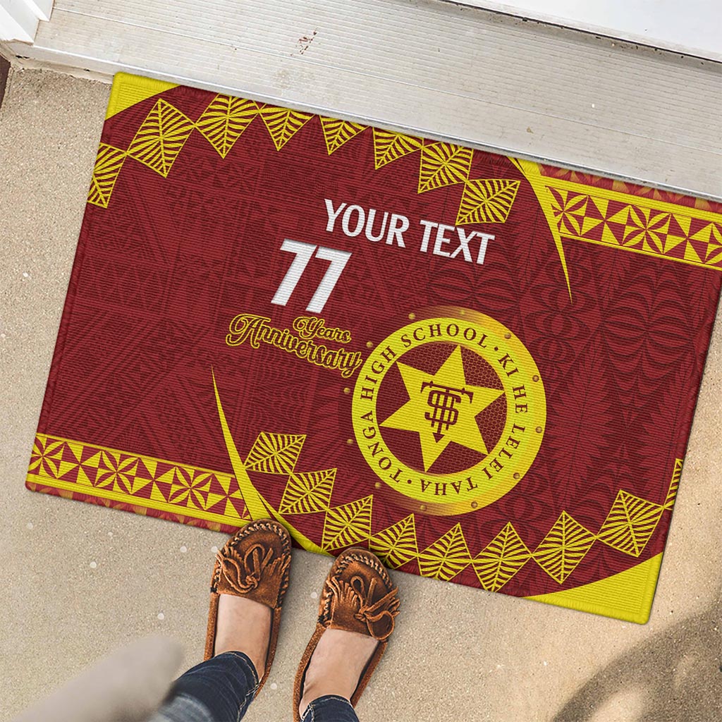 Personalised Tonga High School Rubber Doormat Happy 77 Years Anniversary LT14 - Polynesian Pride