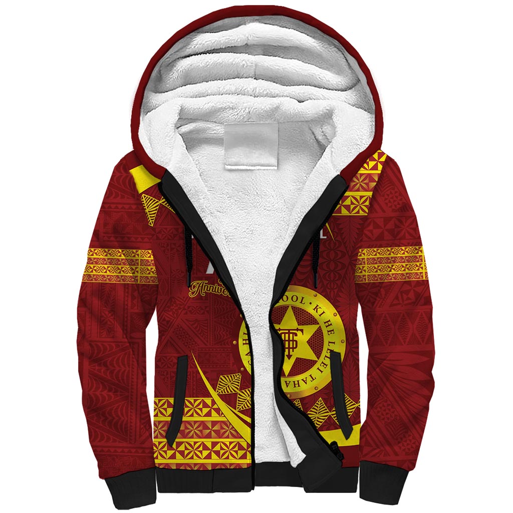 Personalised Tonga High School Sherpa Hoodie Happy 77 Years Anniversary LT14 Unisex Maroon - Polynesian Pride