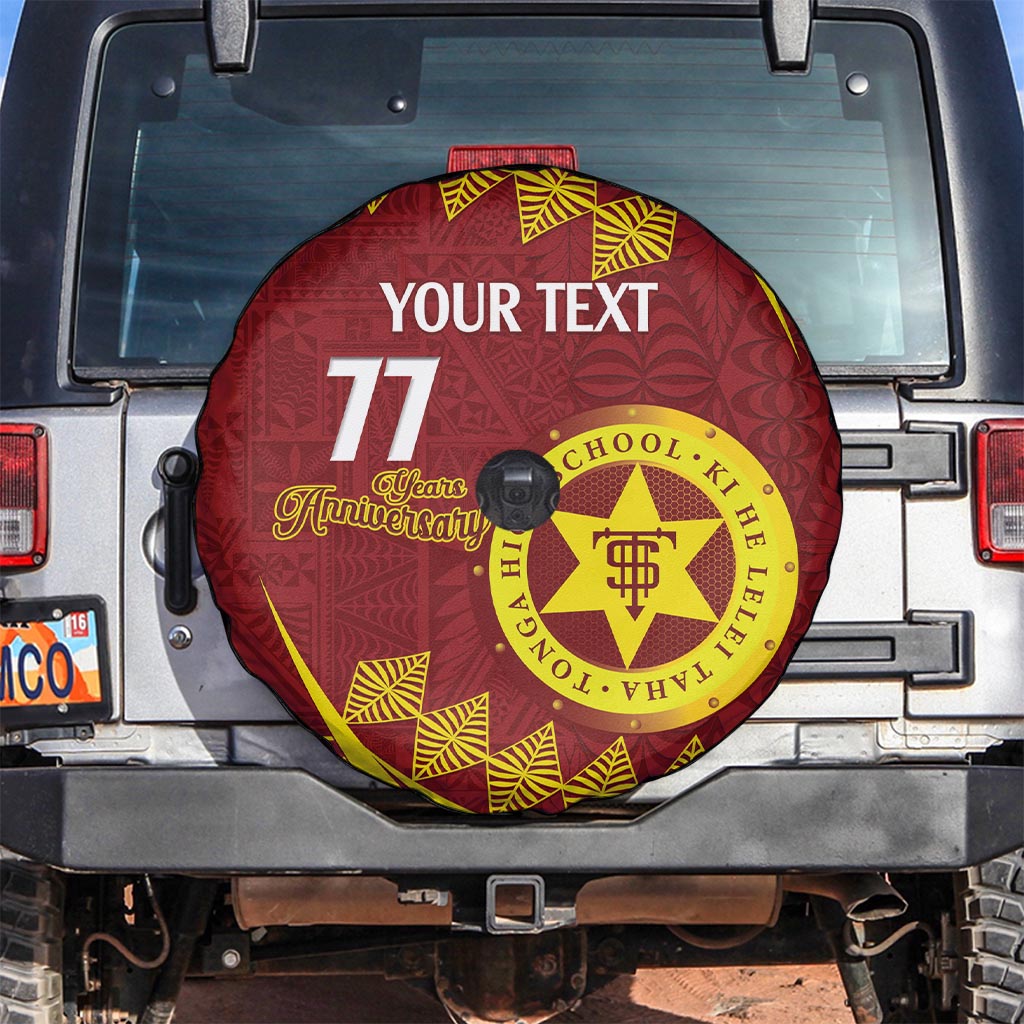 Personalised Tonga High School Spare Tire Cover Happy 77 Years Anniversary LT14 Maroon - Polynesian Pride