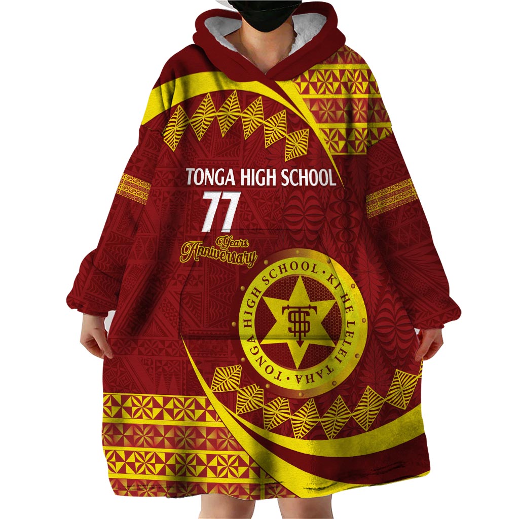 Personalised Tonga High School Wearable Blanket Hoodie Happy 77 Years Anniversary
