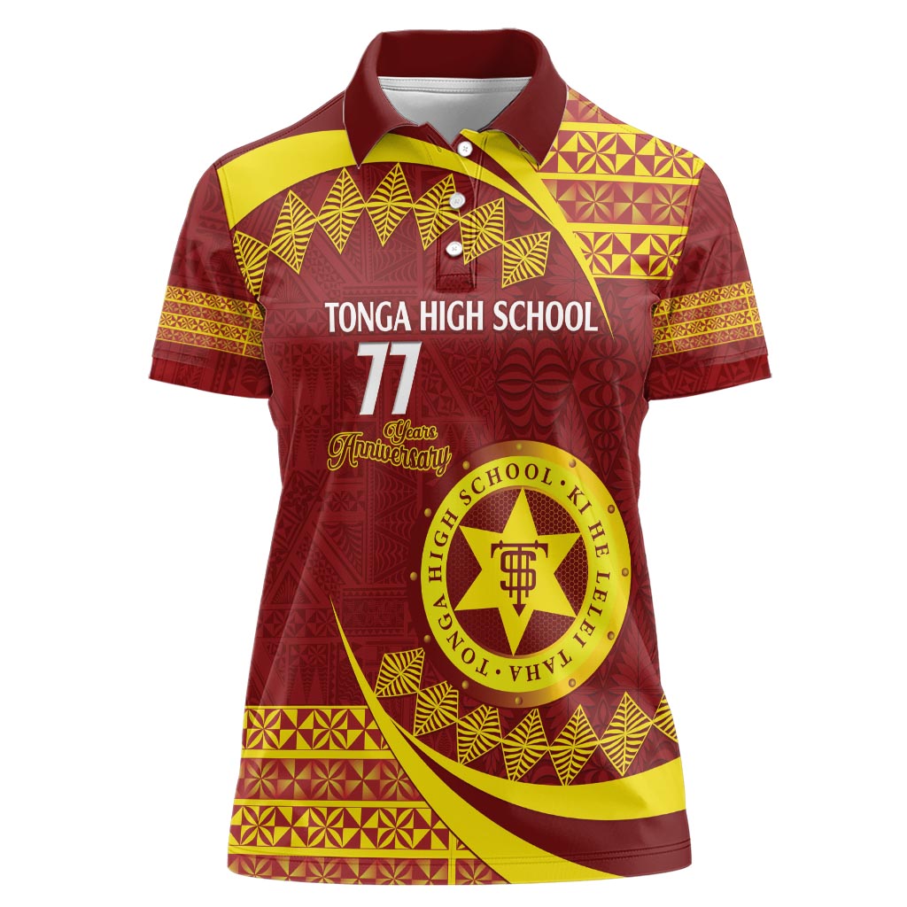 Personalised Tonga High School Women Polo Shirt Happy 77 Years Anniversary