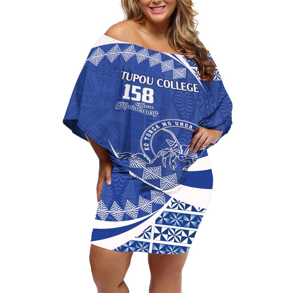 Personalised Tonga Tupou College Toloa Off Shoulder Short Dress Happy 158 Years Anniversary