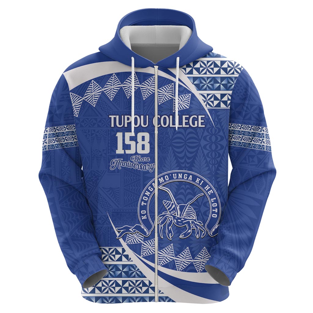 Personalised Tonga Tupou College Toloa Zip Hoodie Happy 158 Years Anniversary