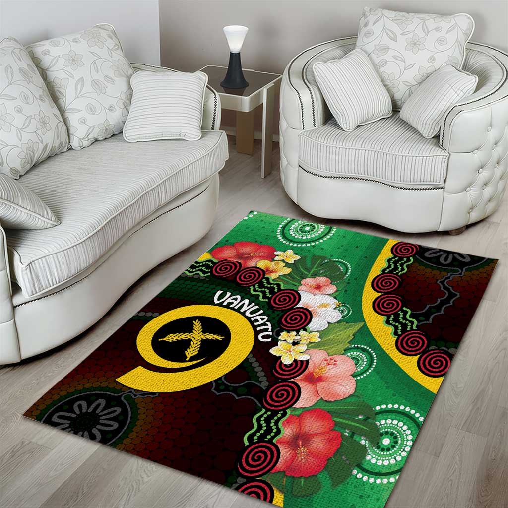 Long God Yumi Stanap Vanuatu Area Rug Tropical Flowers Aboriginal Pattern