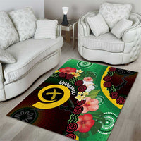 Long God Yumi Stanap Vanuatu Area Rug Tropical Flowers Aboriginal Pattern