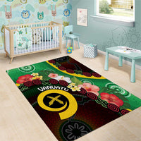 Long God Yumi Stanap Vanuatu Area Rug Tropical Flowers Aboriginal Pattern