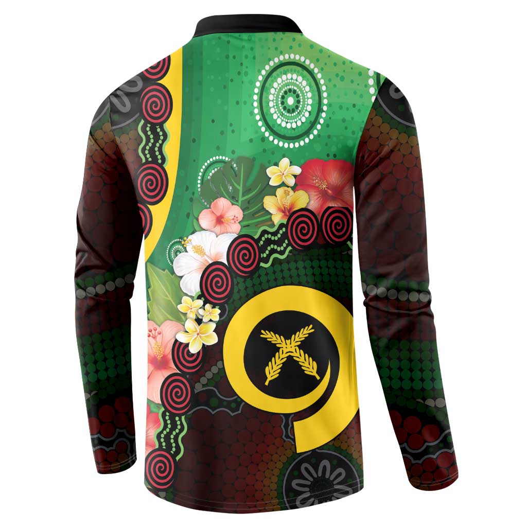 Long God Yumi Stanap Vanuatu Button Sweatshirt Tropical Flowers Aboriginal Pattern LT14 - Polynesian Pride
