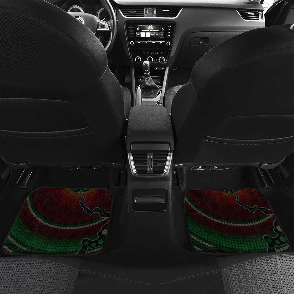 Long God Yumi Stanap Vanuatu Car Mats Tropical Flowers Aboriginal Pattern LT14 Set 2pcs - Back Green - Polynesian Pride