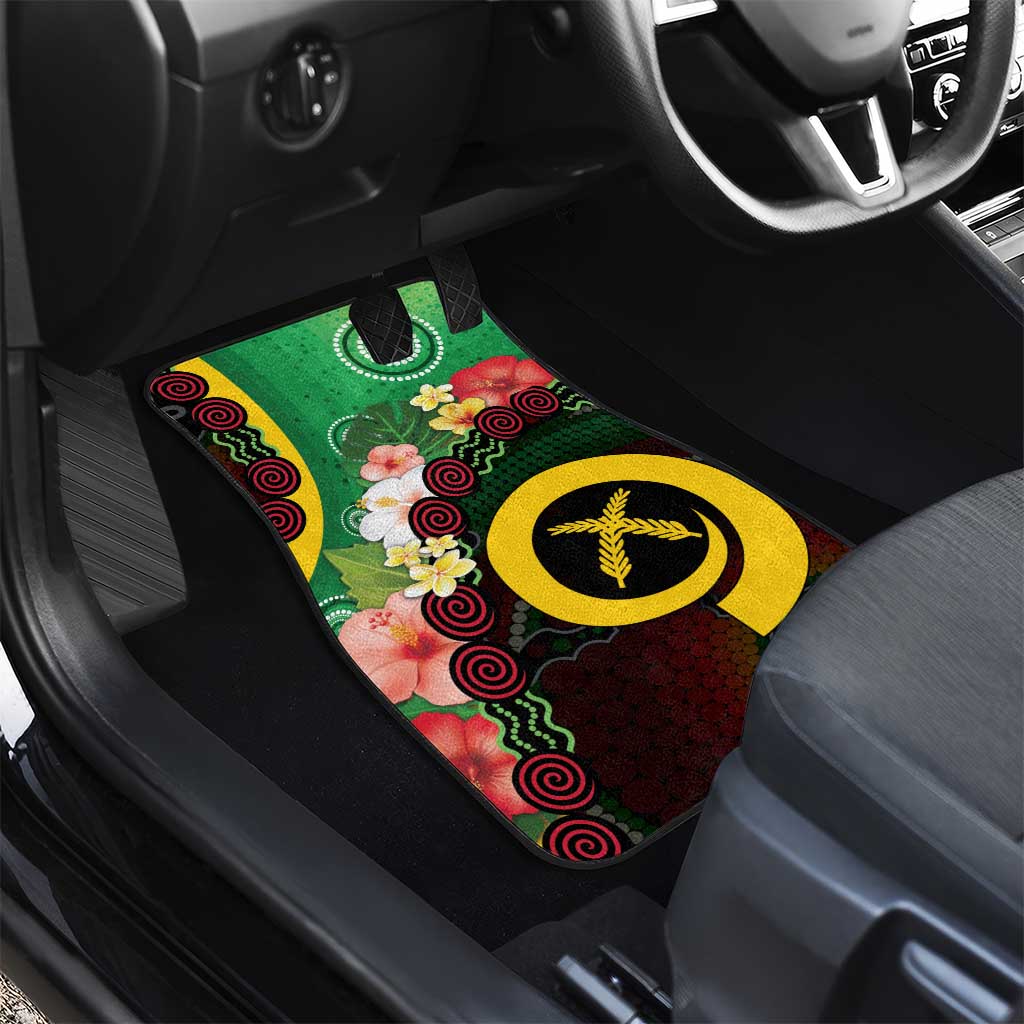 Long God Yumi Stanap Vanuatu Car Mats Tropical Flowers Aboriginal Pattern LT14 - Polynesian Pride