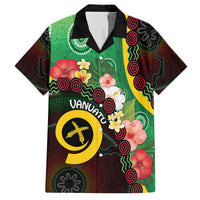 Long God Yumi Stanap Vanuatu Family Matching Off The Shoulder Long Sleeve Dress and Hawaiian Shirt Tropical Flowers Aboriginal Pattern