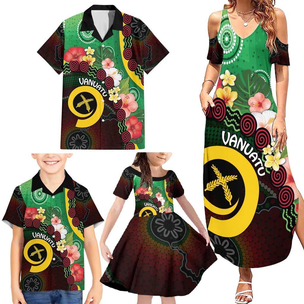 Long God Yumi Stanap Vanuatu Family Matching Summer Maxi Dress and Hawaiian Shirt Tropical Flowers Aboriginal Pattern LT14 - Polynesian Pride