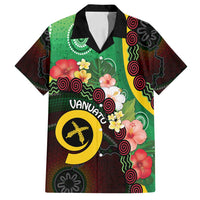 Long God Yumi Stanap Vanuatu Family Matching Tank Maxi Dress and Hawaiian Shirt Tropical Flowers Aboriginal Pattern