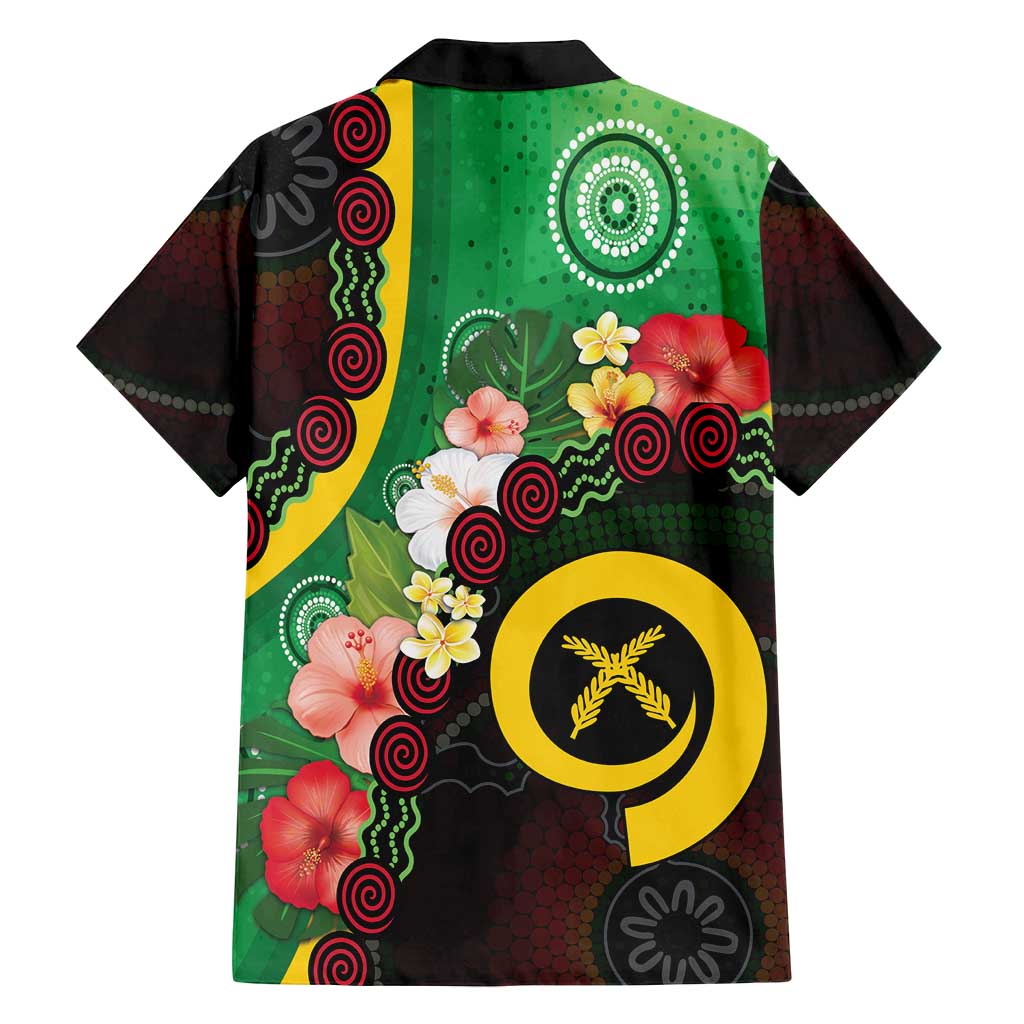 Long God Yumi Stanap Vanuatu Family Matching Tank Maxi Dress and Hawaiian Shirt Tropical Flowers Aboriginal Pattern