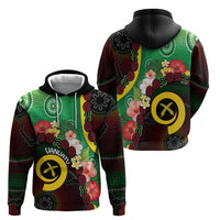 Long God Yumi Stanap Vanuatu Hoodie Tropical Flowers Aboriginal Pattern