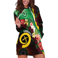 Long God Yumi Stanap Vanuatu Hoodie Dress Tropical Flowers Aboriginal Pattern