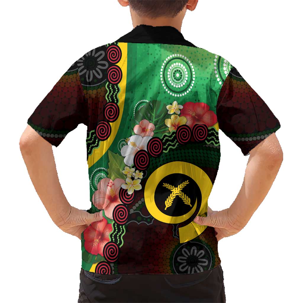 Long God Yumi Stanap Vanuatu Kid Hawaiian Shirt Tropical Flowers Aboriginal Pattern