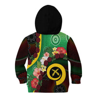 Long God Yumi Stanap Vanuatu Kid Hoodie Tropical Flowers Aboriginal Pattern
