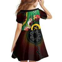 Long God Yumi Stanap Vanuatu Kid Short Sleeve Dress Tropical Flowers Aboriginal Pattern