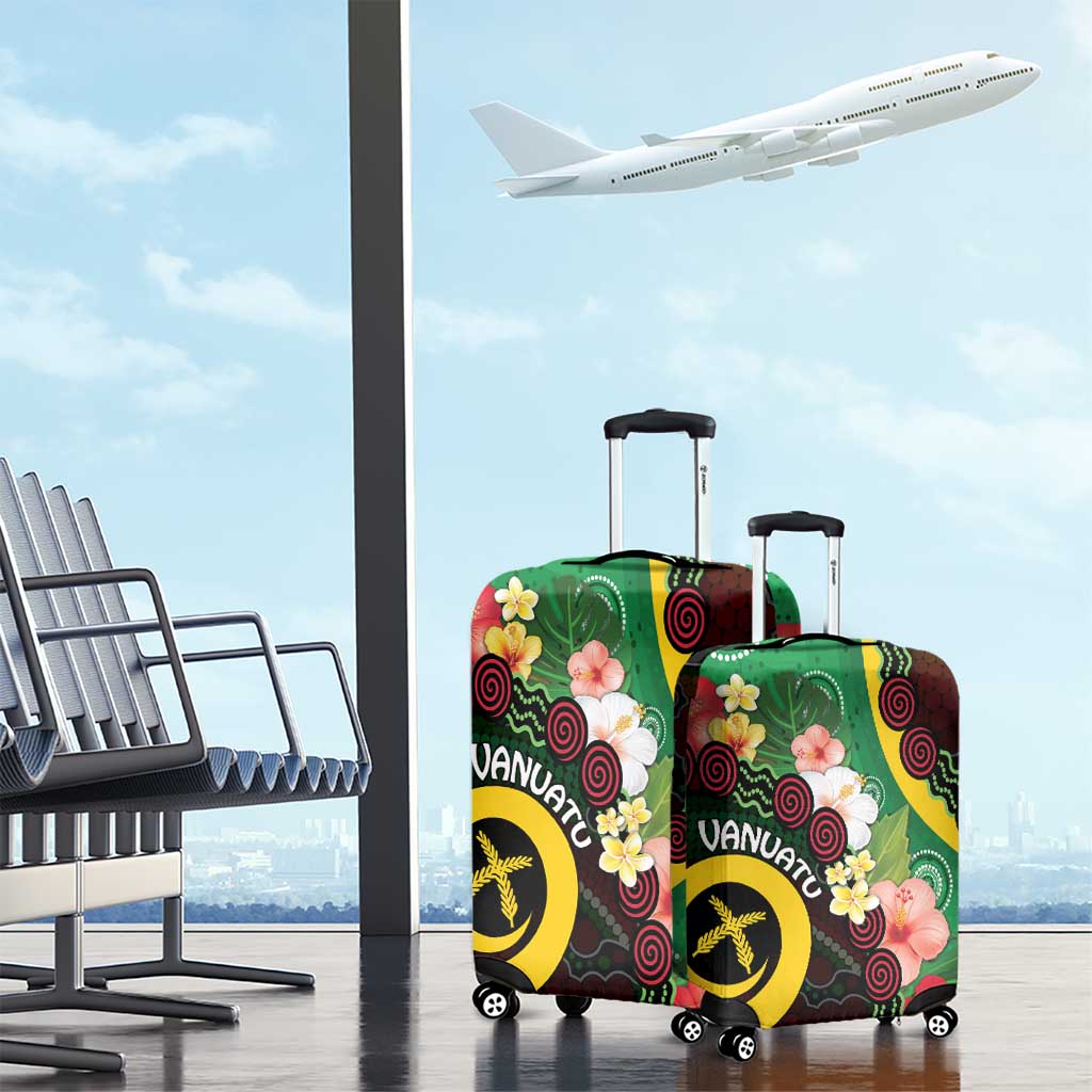 Long God Yumi Stanap Vanuatu Luggage Cover Tropical Flowers Aboriginal Pattern