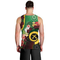 Long God Yumi Stanap Vanuatu Men Tank Top Tropical Flowers Aboriginal Pattern LT14 - Polynesian Pride