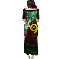 Long God Yumi Stanap Vanuatu Puletasi Tropical Flowers Aboriginal Pattern