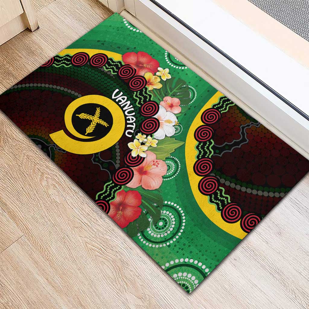 Long God Yumi Stanap Vanuatu Rubber Doormat Tropical Flowers Aboriginal Pattern LT14 - Polynesian Pride