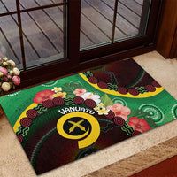Long God Yumi Stanap Vanuatu Rubber Doormat Tropical Flowers Aboriginal Pattern LT14 - Polynesian Pride